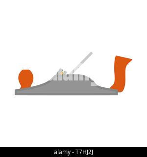 Jack-plane block vintage saw icon vector tool. Carpentry repair equipment work side view. Workshop craft instrument Stock Vector
