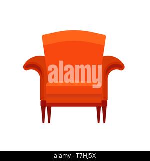 Retro armchair symbol concept classic comfortable element vector icon. Simple relax empty brown furniture interior Stock Vector