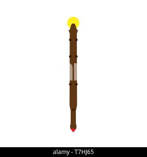 Staff stick illustration design graphic art equipment vector icon. Rod handle simple object fairy magician game Stock Vector