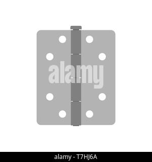 Door hinge design front wall interior isolated white installation. Vector double icon structure gate house Stock Vector