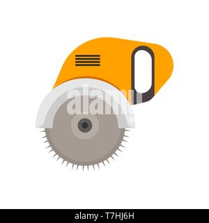 Power saw industrial steel engineering professional manual technology. Circular rotary electric tool blade vector icon Stock Vector