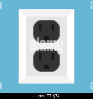 Wall socket vector icon equipment interior technology object. Electrical tool supply sign plug. Power outlet floor Stock Vector