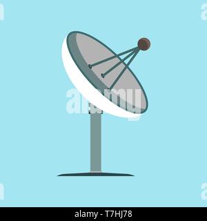 Satellite antenna broadcast space tv illustration vector icon. Sign global web business information wave. Industry parabolic dish Stock Vector