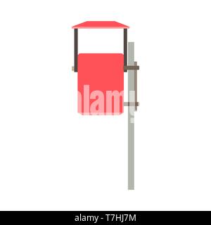 Street garbage trash can red environmental reuse outdoor object. Industry waste bin vector icon recycle Stock Vector
