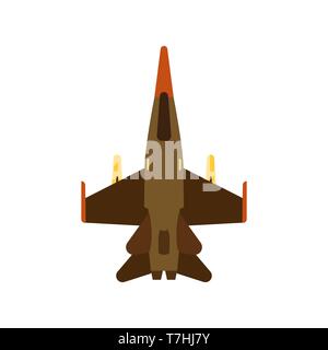 Attack aircraft top view green vector icon. Aviation flight transport with weapon. Speed power vehicle warfare Stock Vector