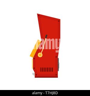 Slot machine side view casino jackpot risk leisure. Game vector icon flat lucky win. Lever fortune gambling spin Stock Vector