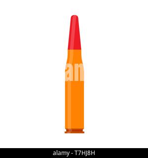 Bullet ammunition illustration object defense. Vector copper power ammo flat icon. Stock Vector