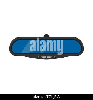 Mirror car automobile drive vector illustration. Rear view auto transport isolated behind glass road. Inside frame icon Stock Vector