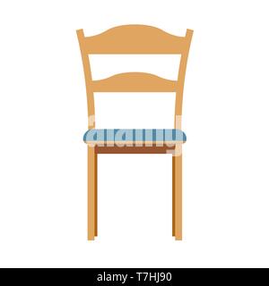 Chair front view illustration furniture vector isolated icon. Interior seat home design armchair style. Room flat element Stock Vector