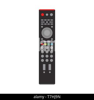 Remote control black TV equipment device communication sign media vector icon. Flat smart television program Stock Vector