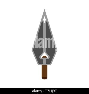 Arowhead bow flat vector shape element archery. Tribal weapon icon retro Stock Vector