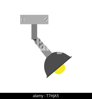 Spotlight vector icon glowing scene decoration flat. Stage light studio concert effect. Show lamp platform projection Stock Vector