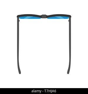 Glasses vector icon top view sign. Isolated wear eyesight business accessory. Specs black frame flat silhouette Stock Vector
