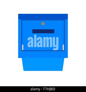 Mail box blue symbol communication shipping post vector icon. Deliver cargo receive postal element letterbox Stock Vector