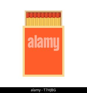 Matchbox top view vector red icon. Campfire smoke safety adventure box. Fire sticks square package ignite equipment Stock Vector