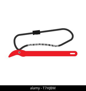 Strap wrench vector icon tool illustration equipment repair. Isolated element belt symbol construction service Stock Vector