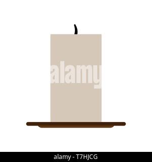Сandlestick holder decoration traditional symbol religious flat brass candle vector icon. Elegant ancient  luxury light Stock Vector