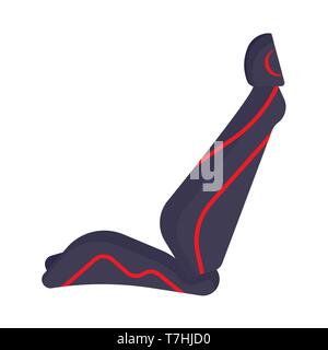 Car seat side view transportation modern chair design. Driver steering protect vector icon vehicle inside interior art Stock Vector