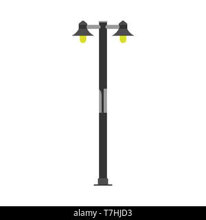 Lamp post street architecture power light vector icon. Pole energy illumination equipment city lantern. Urban vertical pillar Stock Vector