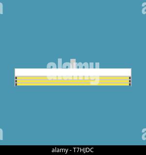 Fluorescent lamp hanging electrical concept vector. Save flat invention light neon led tube. Interior technology halogen equipment Stock Vector
