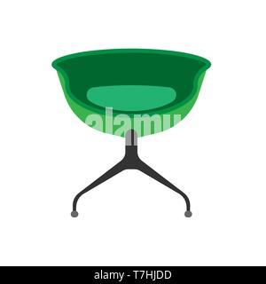 Chair restaurant front view vector icon illustration. Design furniture flat bar interior element. Cafeteria silhouette cartoon Stock Vector