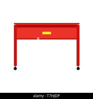 Desk office front view vector table. Business wooden workplace isolated flat icon Stock Vector