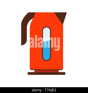 Electric kettle object vector icon symbol design. Graphic tool hot kitchen utensil. Cartoon home cooking household Stock Vector