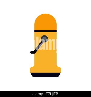 Thermos illustration warm aluminum lid beverage vector icon. Flat hand sport cup silhouette travel flask isolated white Stock Vector