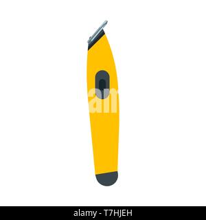 Barber trimmer care face hairstyle work. Blade trim hand shop machine salon haircut razor shave vector icon grooming tool Stock Vector