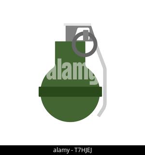 Hand green greande flat ammunition silhouette vector isolated white. Weapon military icon army cartoon Stock Vector