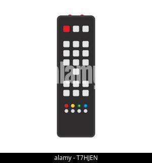 Remote control black TV equipment device communication sign media vector icon. Flat smart television program Stock Vector