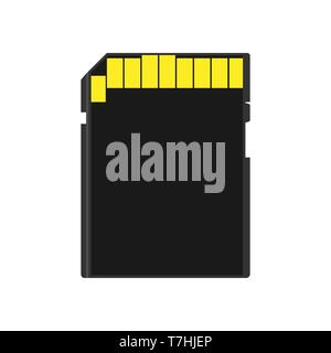 Memory card back view symbol store adapter vector icon flash drive disk. Chip storage camera equipment media Stock Vector