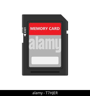 Memory card front view symbol store adapter vector icon flash drive disk. Chip storage camera equipment media Stock Vector