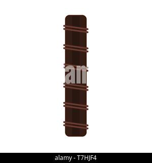 Candy bar chocolate top view tasty delicious vector icon. Cookie sweet cream plate brown dark dessert cocoa snack Stock Vector