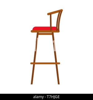 Chair kitchen side view indoor flat appliance vector icon. Home equipment wooden sofa stool furniture. Interior room design Stock Vector