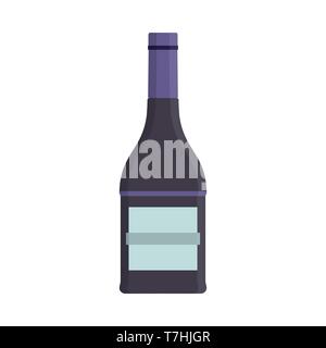 Alcohol bottle vector icon drink illustration glass. Beverage isolated white liquid party pub flat silhouette shape Stock Vector