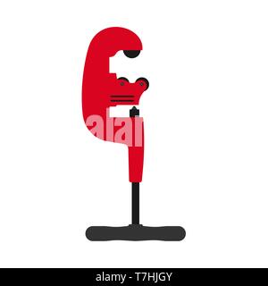 Pipe cutter water tube red industry manufacturing vector icon. Construction factory tool repair installation equipment Stock Vector