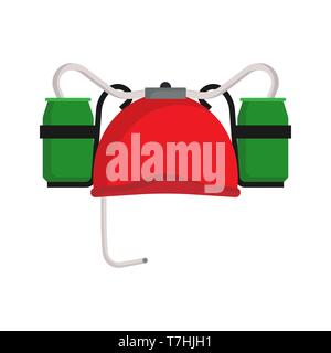 Beer hat red holiday celebration illustration beverage vector icon. Festive event party pub bar green cap. Stock Vector