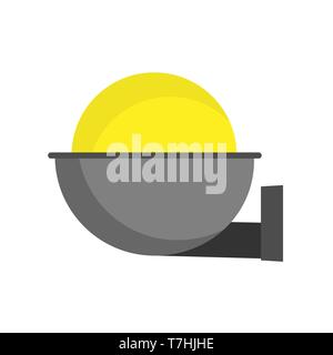 Wall lamp bright light illustration style vector icon. Electric illuminated blue decorative interior room equipment Stock Vector