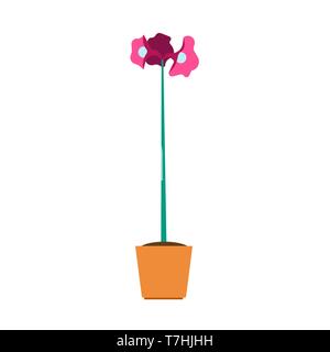 Flowerpot floral gardening decorative element vector icon. Green plant house flat illustration interior office vase Stock Vector