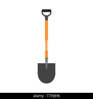 Shovel outdoor road clean symbol vector icon. Agricultural sign industry spade dig tool flat equipment Stock Vector