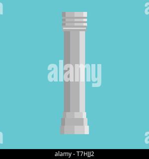 Column history classical symbol monument architectural element vector icon. Flat pillar exterior marble sculpture bar Stock Vector