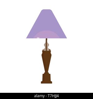 Table lamp bright style electric symbol vector icon. Indoor equipment loft interior light. Furniture bedside Stock Vector