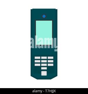 Smartphone front view flat equipment vector icon. Mobile screen gadget technology electronic. Device cellular white Stock Vector