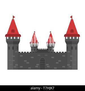 Castle stone history vector icon. Outdoor town medieval fantasy monument exterior concept Stock Vector