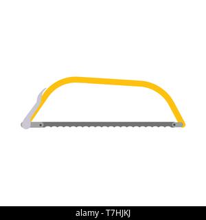 Hacksaw bow constructor tool vector equipment icon. Repair handle blade cut carpentry instrument. Manual craft side view Stock Vector