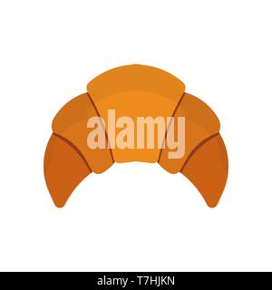 Croissant french top view meal brown cartoon bake bread above. Pastry crust vector icon lunch sweet symbol Stock Vector