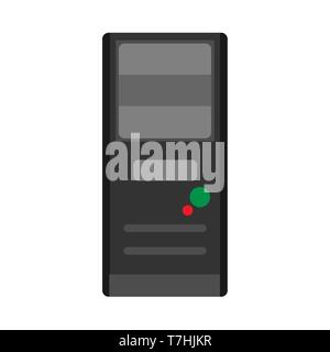 PC case tower modern office service component computer part vector icon. Tool cpu industry black server box Stock Vector
