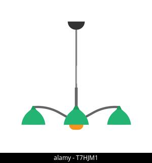 Chandelier style decorative shiny luxury lamp closeup night vector icon. Interior equipment flat floor furniture luster Stock Vector