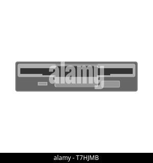Floppy unit drive disk data vector icon flat. Retro computer hardware technology. Office old diskette element Stock Vector